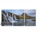 wall26 3 Panel Canvas Wall Art - Landscape of Waterfall in the Forest - Giclee Print Gallery Wrap Modern Home Decor Ready to Hang - 16"x24" x 3 Panels   